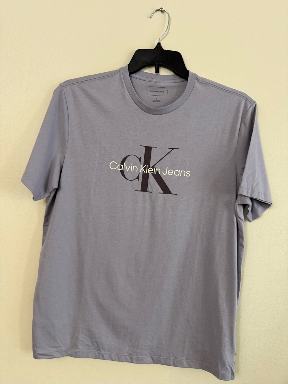 Calvin Klein Short Sleeve Logo Tee in Light Gray